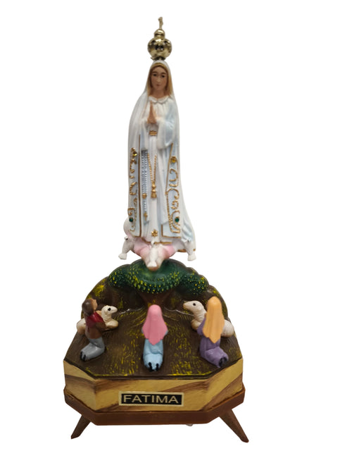 Aparição de Fátima aos Três Pastorinhos 17 cm com Música | Pintada à Mão