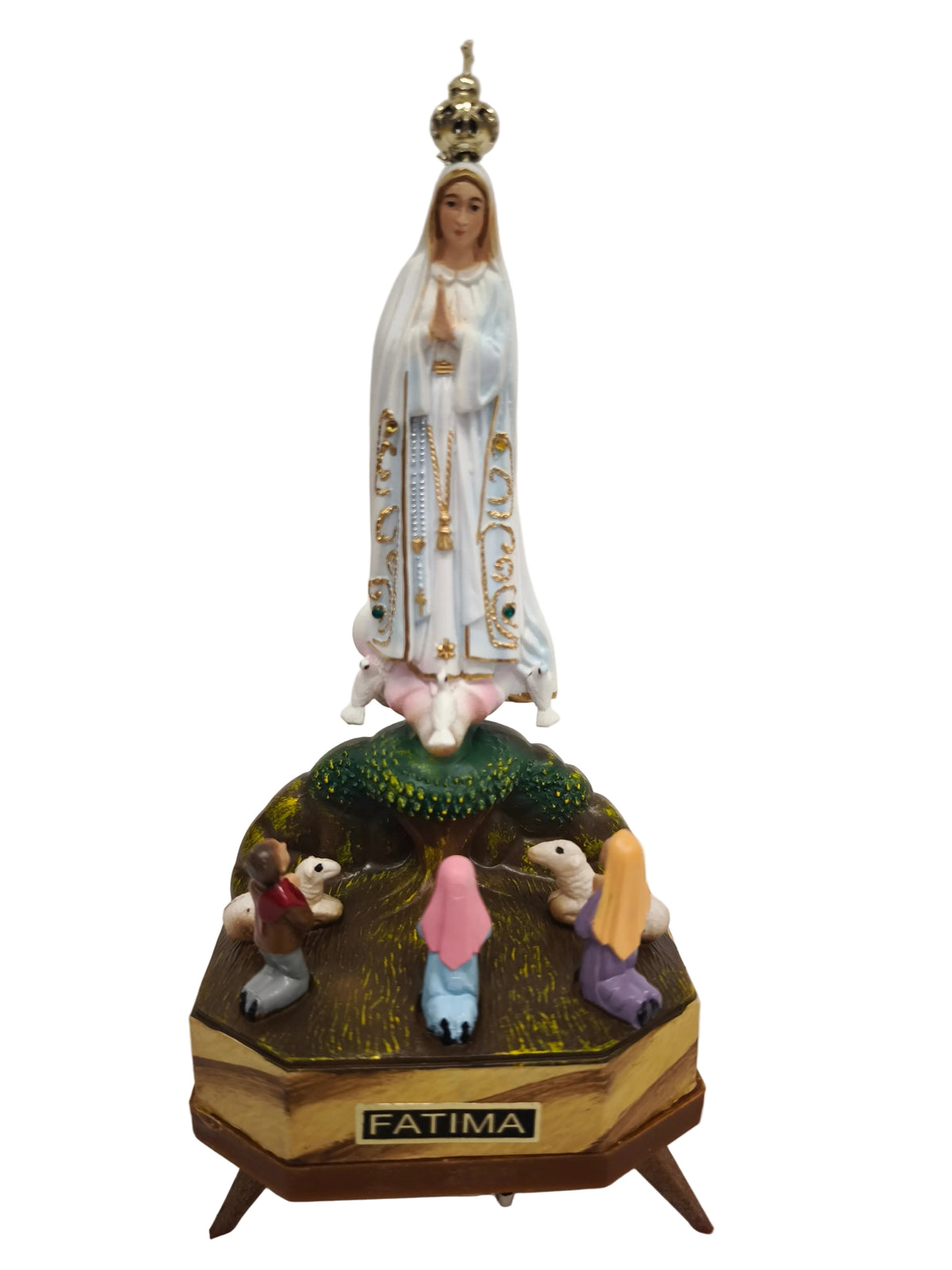Aparição de Fátima aos Três Pastorinhos 17 cm com Música | Pintada à Mão