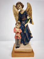 Ángel de la Guarda con Niño o Niña 22 cm | Pintado a Mano en Poliestireno Reciclado