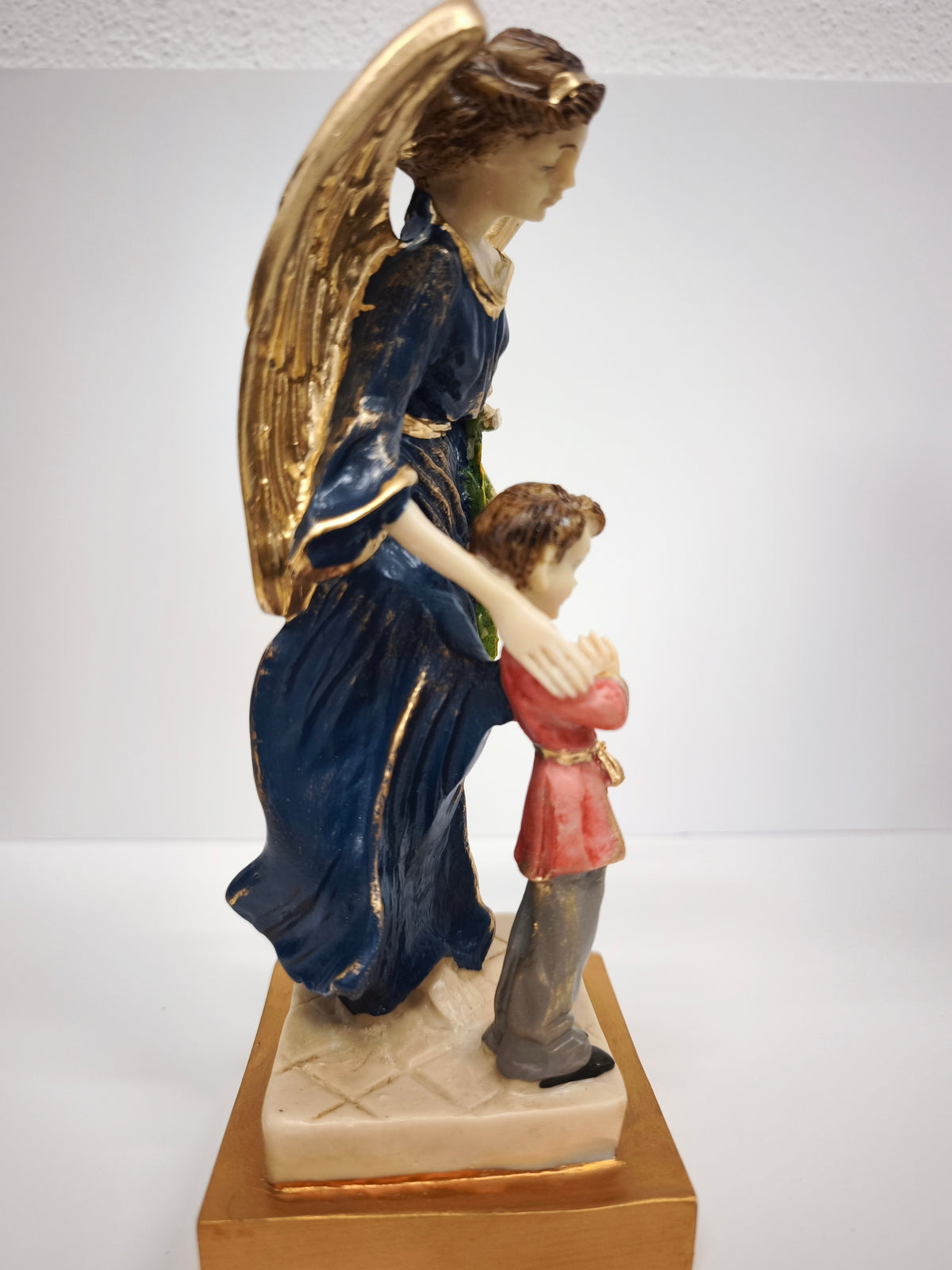 Anjo da Guarda com Menino ou Menina 22 cm | Pintado à Mão em Poliestireno Reciclado