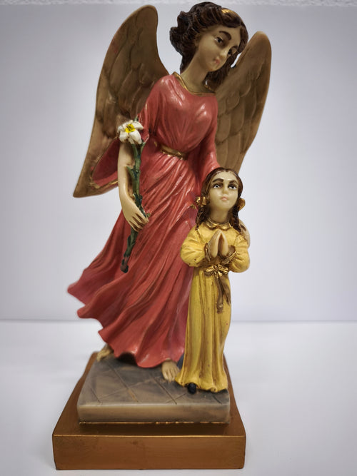 Anjo da Guarda com Menino ou Menina 22 cm | Pintado à Mão em Poliestireno Reciclado