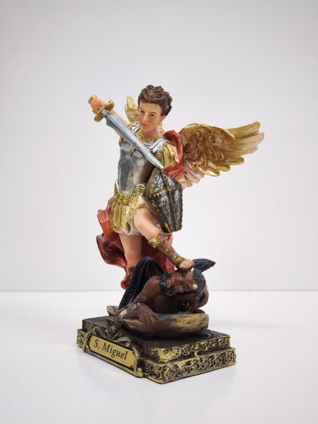 Estátua São Miguel Arcanjo 14 cm – Pintada à Mão