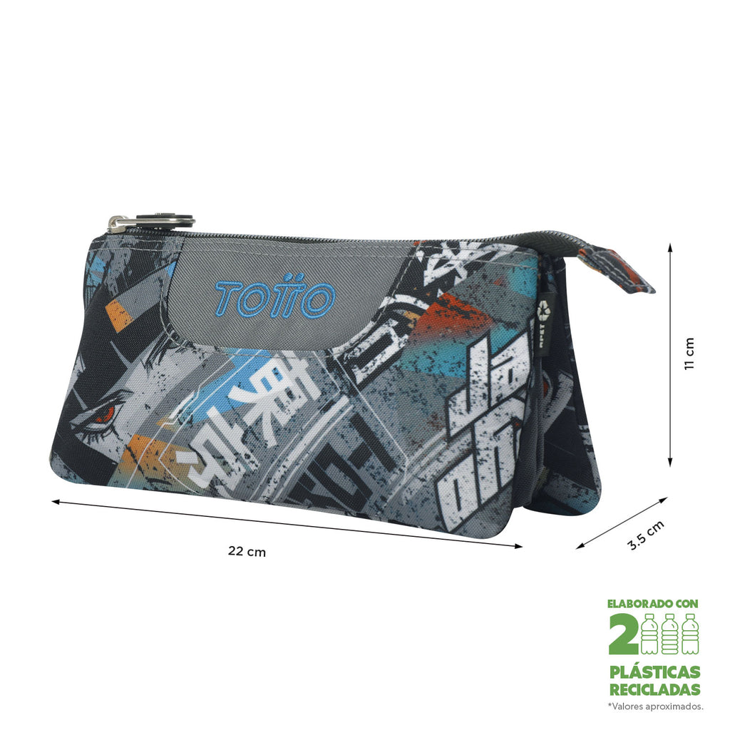 Conjunto Escolar TOTTO Mochila Rayol + Estojo Triplo Tablero 7YL