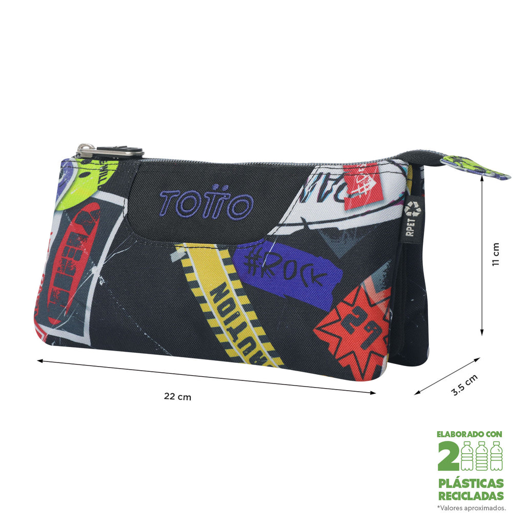Conjunto Escolar TOTTO Acuareles + Estojo Triplo Tablero 8C5 | Adaptável a carrinho de rodas