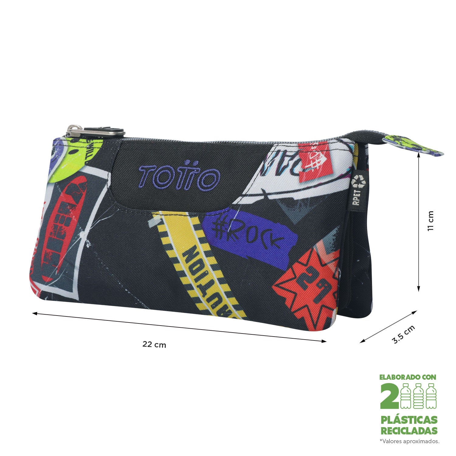 Conjunto Escolar TOTTO Acuareles + Estojo Triplo Tablero 8C5 | Adaptável a carrinho de rodas