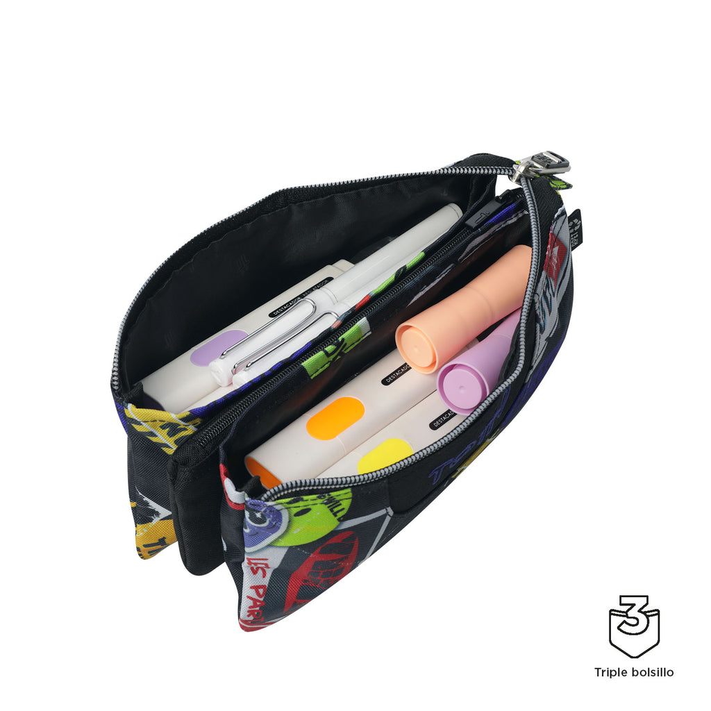 Conjunto Escolar TOTTO Acuareles + Estojo Triplo Tablero 8C5 | Adaptável a carrinho de rodas