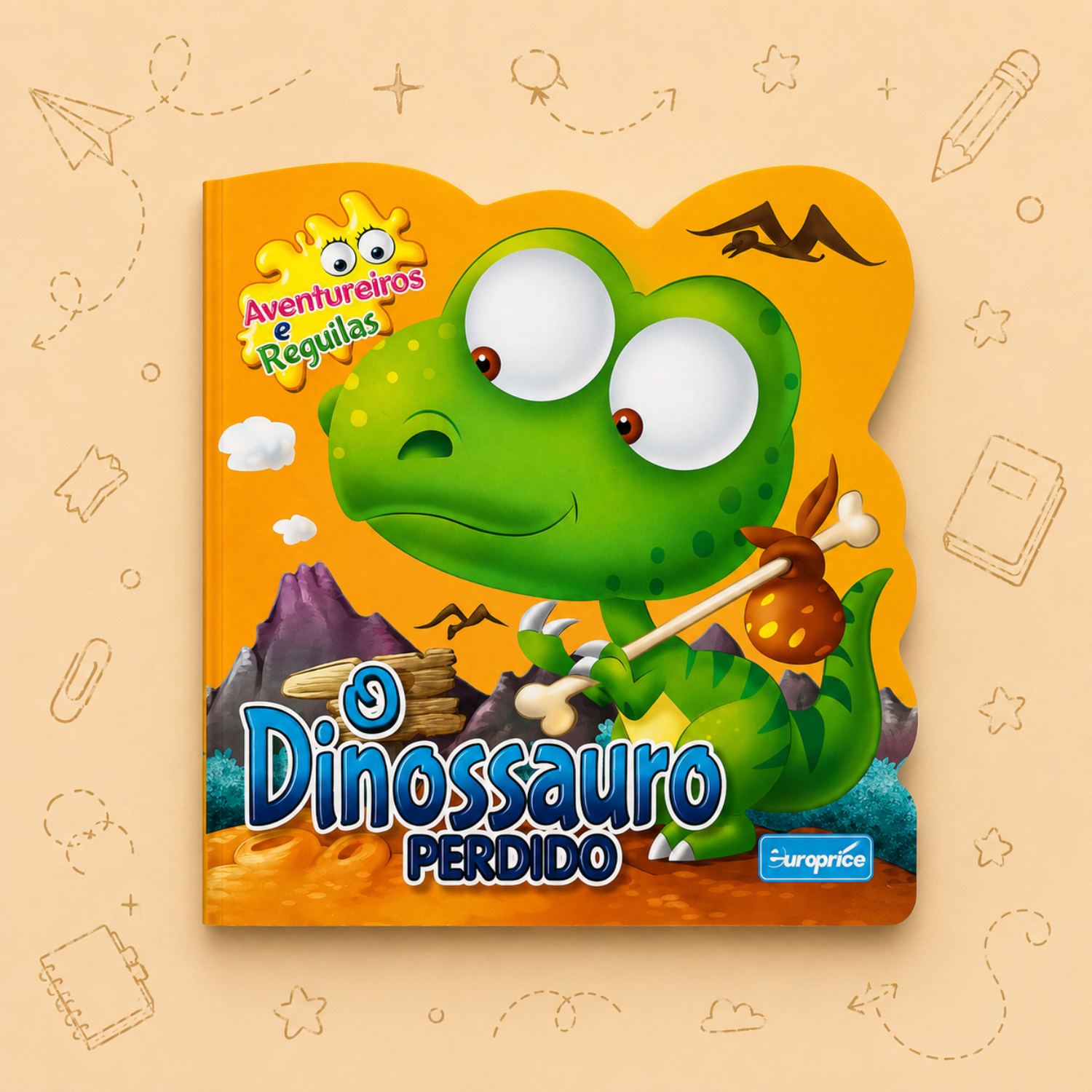 Kit Criativo Hábitos de Leitura - Conto "Aventureiros e Reguilas - O Dinossauro Perdido" | Guia prático para o adulto acompanhar | Estojo TOTTO | Acessórios para desenho e escrita