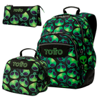 Set Escolar TOTTO - Mochila Rayol + Lonchera Borrador + Estuche Tablero 6DS
