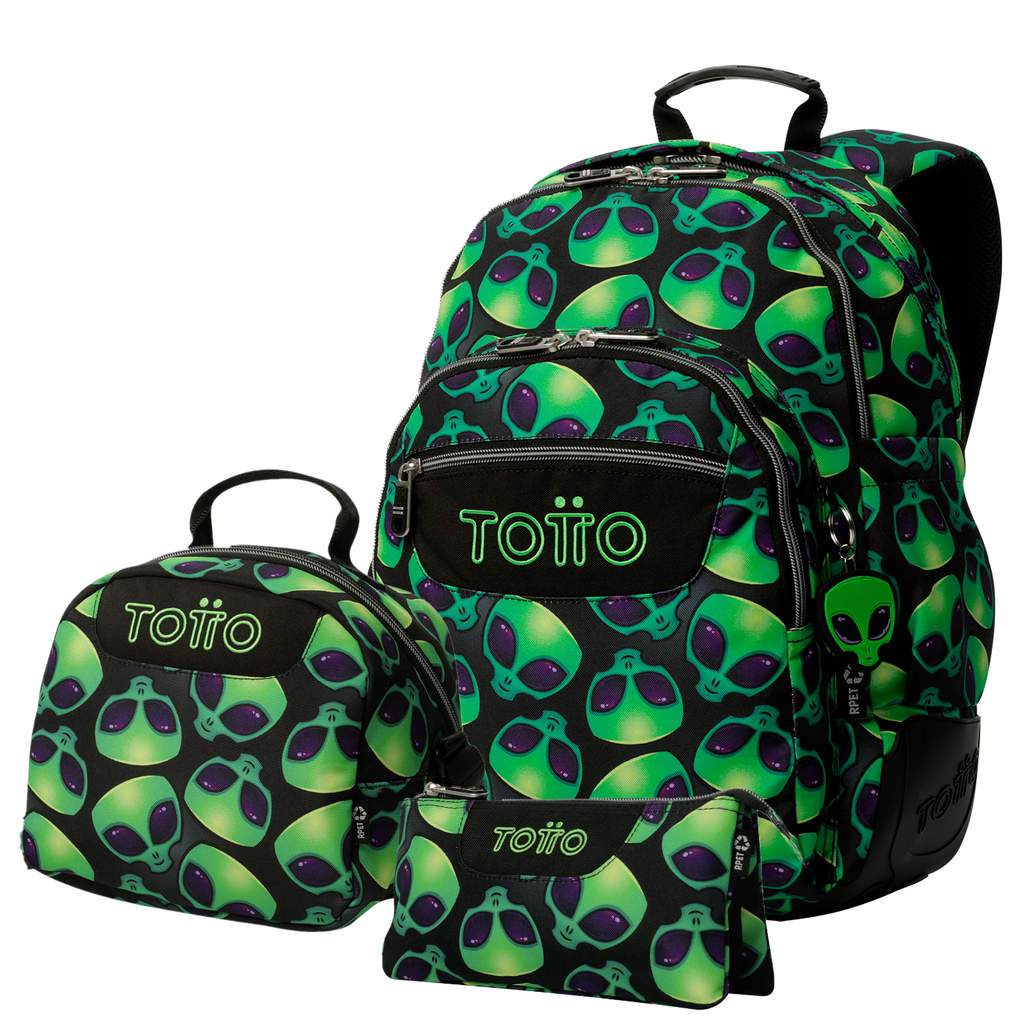Set Escolar TOTTO - Mochila Rayol + Lonchera Borrador + Estuche Tablero 6DS