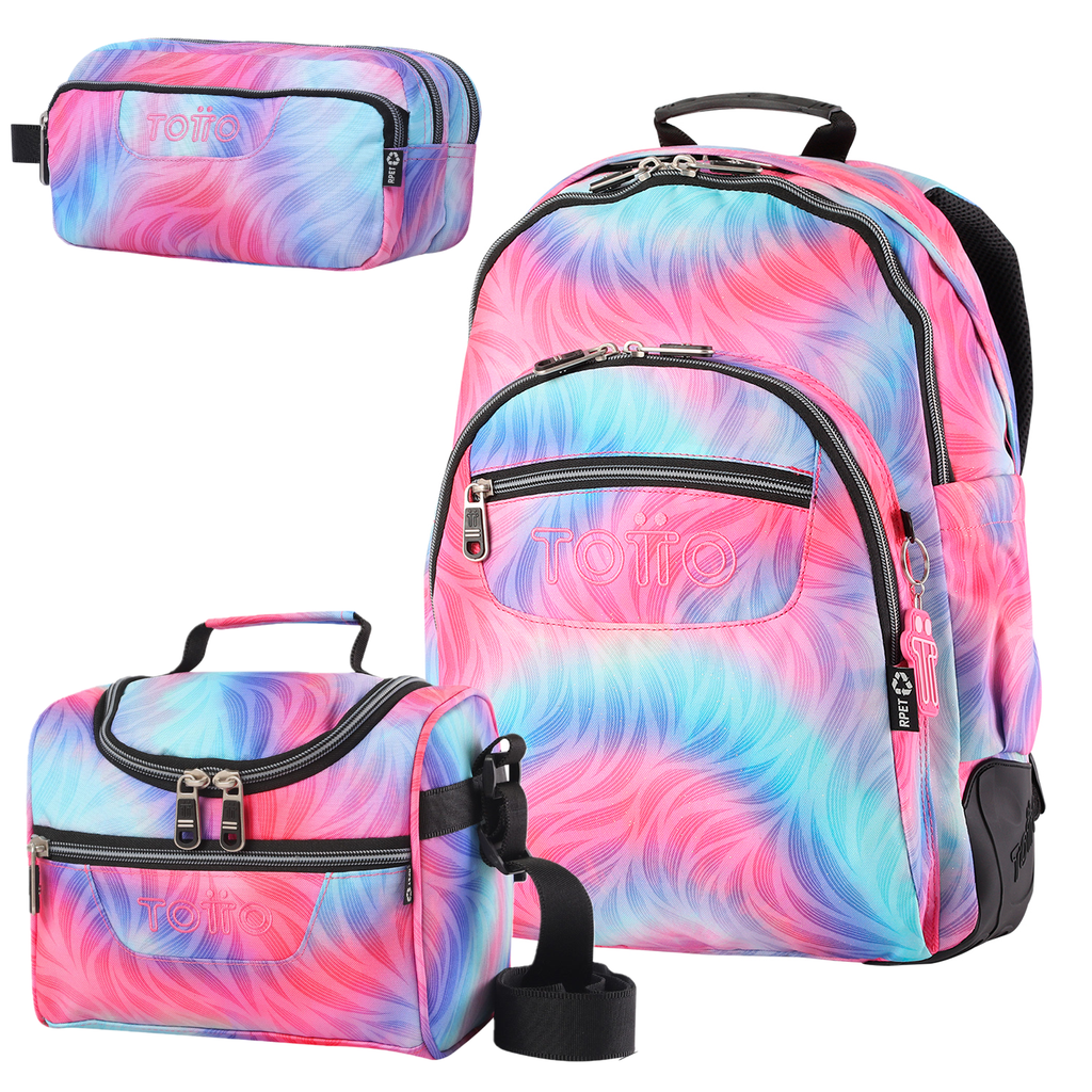 Conjunto Escolar TOTTO - Mochila Rayol + Lonchera Pizarra + Estuche Agapec 9IZ