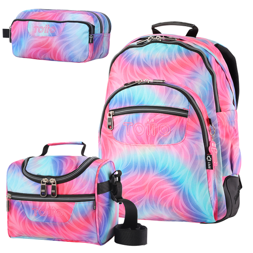 Conjunto Escolar TOTTO - Mochila Rayol + Lonchera Pizarra + Estuche Agapec 9IZ