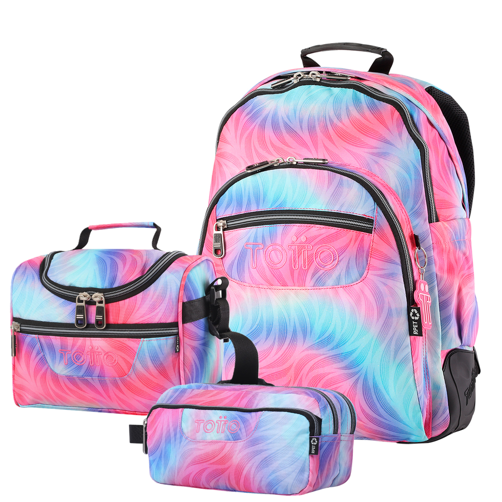 Conjunto Escolar TOTTO - Mochila Rayol + Lonchera Pizarra + Estuche Agapec 9IZ