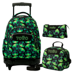 Conjunto Escolar TOTTO - Trolley Renglones + Lonchera Borrador + Estuche Tablero 6DS