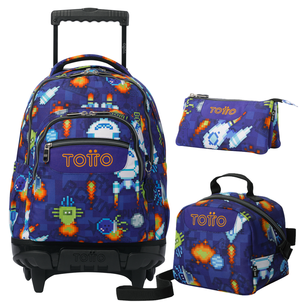 Conjunto Escolar TOTTO - Carro Renglones + Lonchera Borrador + Estuche Tablero 8FK