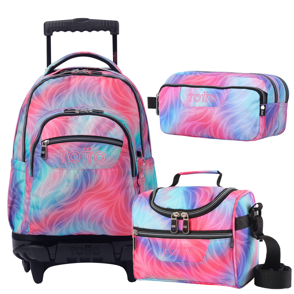 Set Escolar TOTTO - Trolley Renglones + Lonchera Pizarra + Estuche Agapec 9IZ