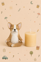 Conjunto Decorativo - Perro Zen en Meditación | con Vela Relajante