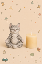 Set Decorativo - Gato Zen en Meditación | con Vela Relajante | Disponible en 3 modelos