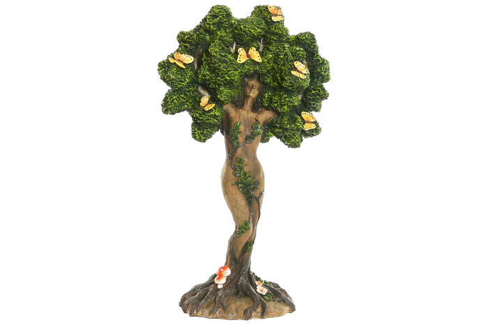 Kit Decorativo "Árbol Madre Naturaleza" – Escultura de Resina y Vela Marfil