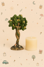 Kit Decorativo "Árbol Madre Naturaleza" – Escultura de Resina y Vela Marfil