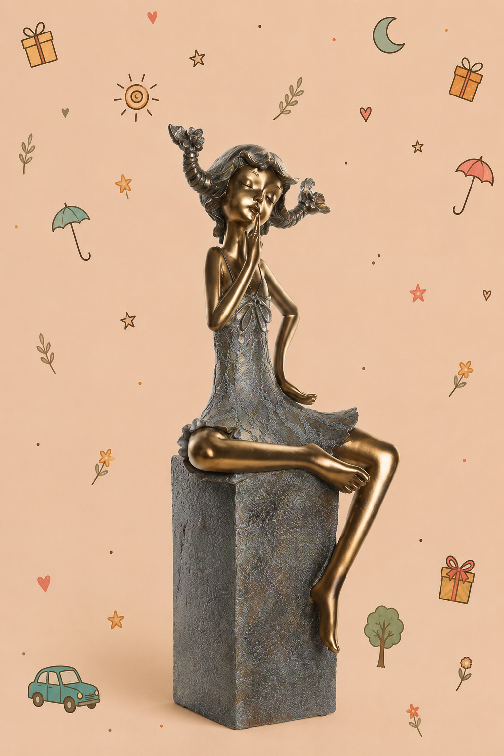 Escultura decorativa "Pippi Calzaslargas" – Símbolo de fuerza, libertad e imaginación | Disponible en 3 colores