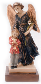Anjo da Guarda com Menino ou Menina 22 cm | Pintado à Mão em Poliestireno Reciclado