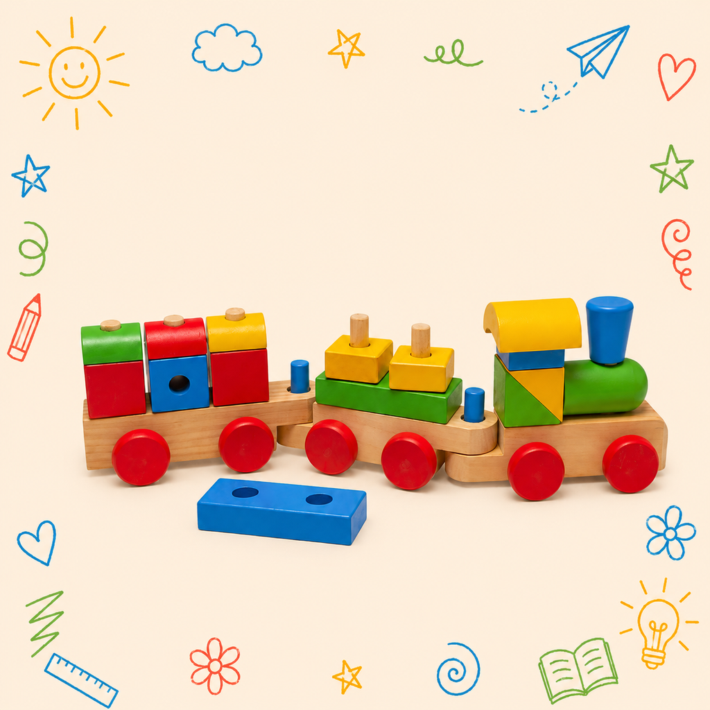 Kit Creativo Educativo - Tren de Madera - Guía práctica para el acompañamiento del adulto | Accesorios para dibujo y escritura