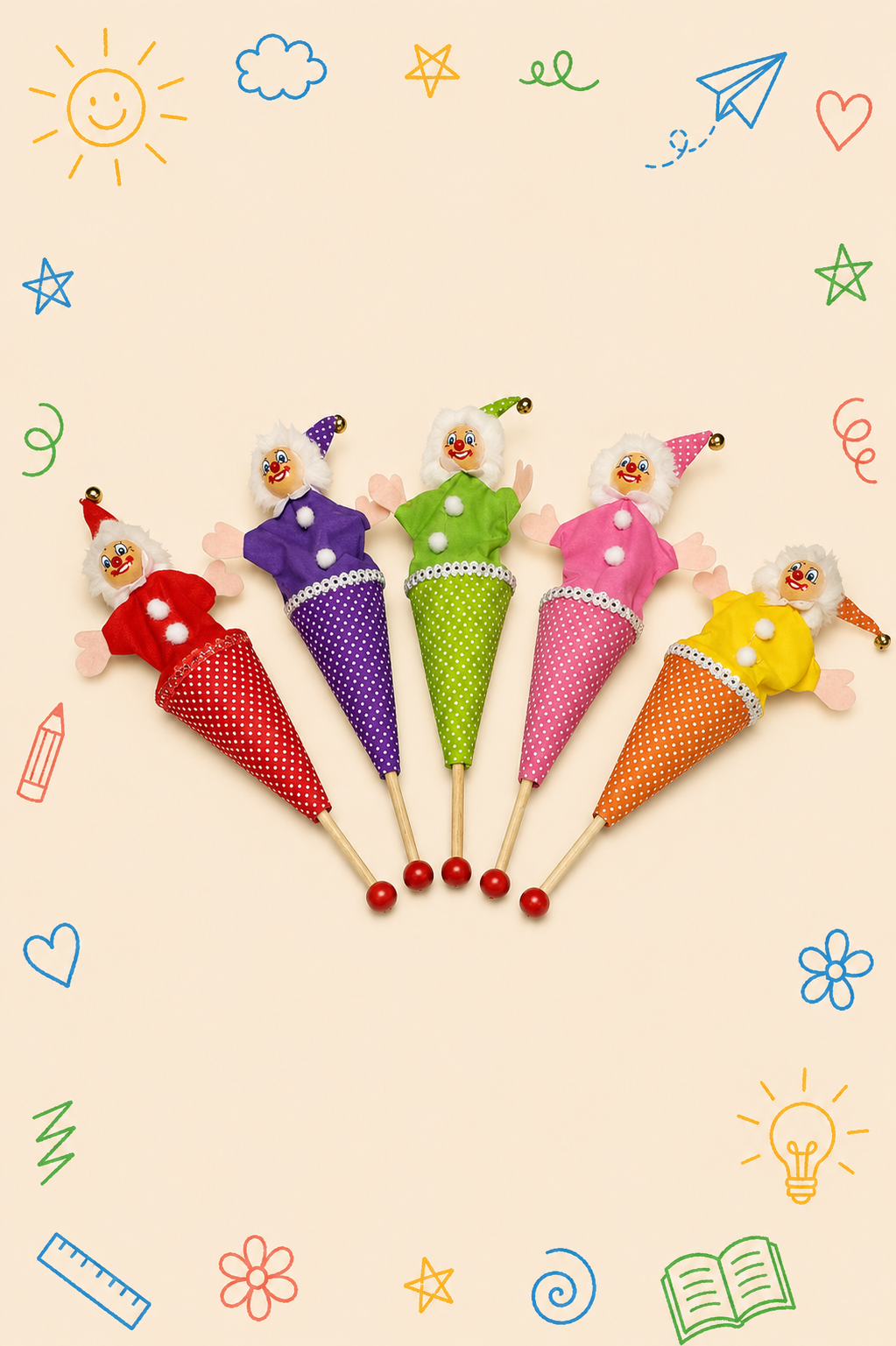 Kit Creativo Educativo - Teatro de Marionetas – Conjunto de 2 Marionetas | Guía práctica para el adulto que acompaña | Accesorios para dibujar y escribir.