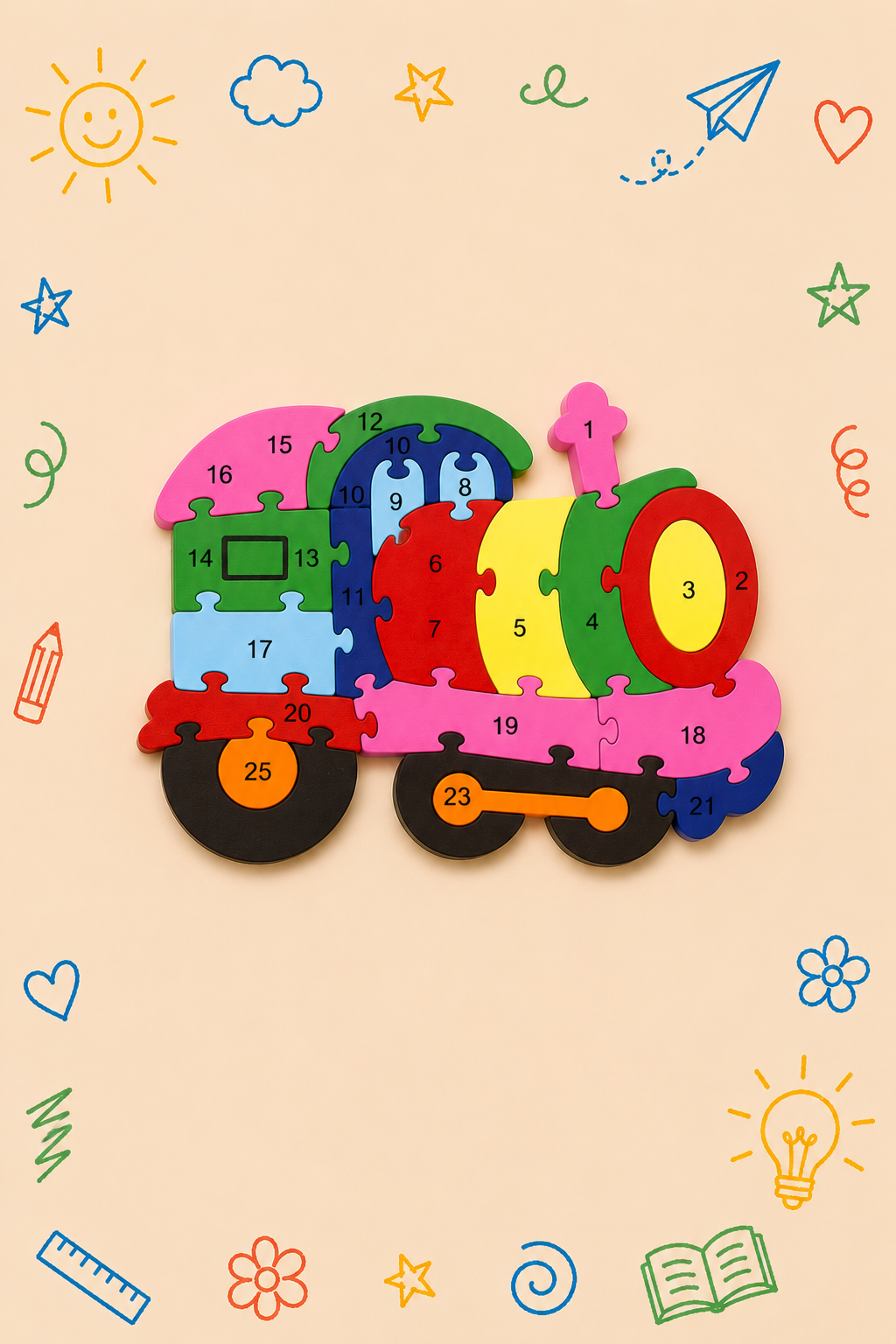 Kit Creativo Puzle Tren | Guía práctica para que el adulto acompañe | Material de dibujo y escritura