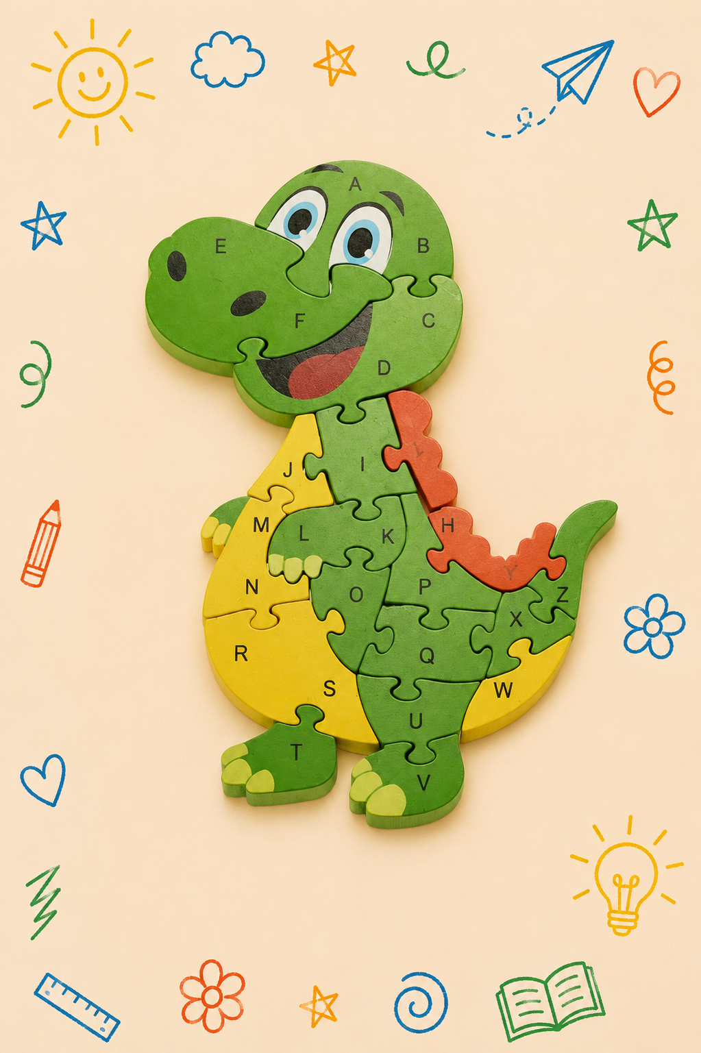Kit creativo Puzle Dinosaurio | Guía práctica para el acompañamiento del adulto | Material de dibujo y escritura