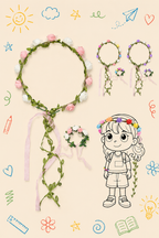 Kit Creativo Educativo - Princesa Medieval | Tiara y pulsera de flores | Pajaritos de agua musicales | Guía práctica para que el adulto acompañe | Accesorios para dibujar y escribir