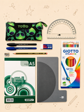 Kit Escolar ALIENS | Estuche TOTTO, Cuaderno A5, Bloc A5, Lápices de Colores Giotto y Material de Escritura