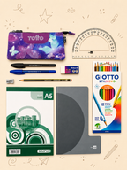 Set Escolar BUTTERFLIES | Estuche TOTTO, Cuaderno A5, Bloc A5, Lápices de Colores Giotto y Material de Escritura