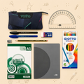School Kit LASER | Totto Pencil Case, A5 Notebook, A5 Pad, Giotto Coloured Pencils and Writing Materials