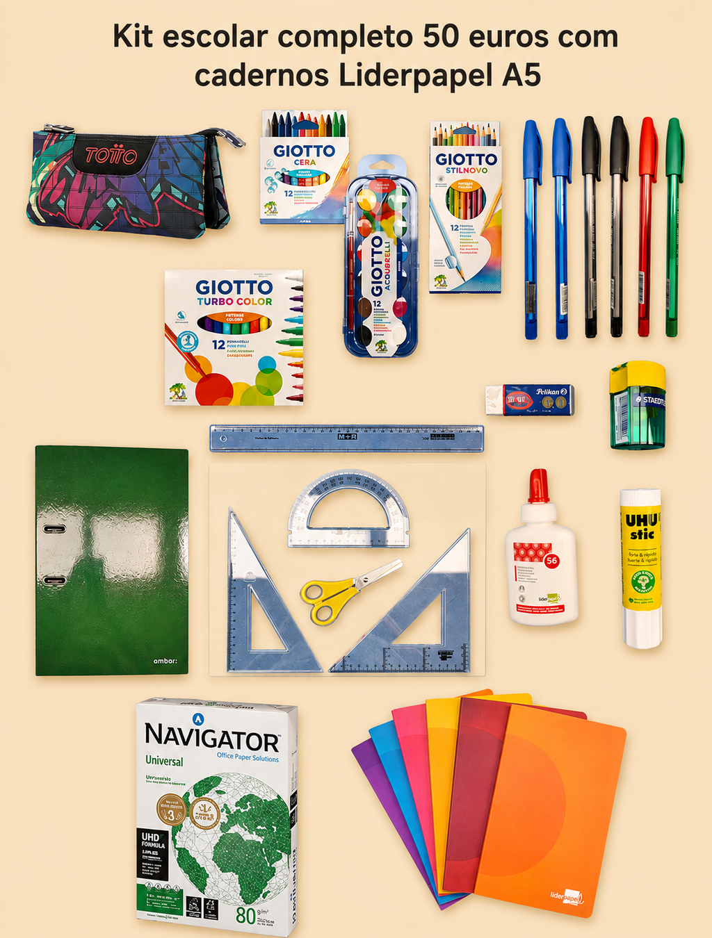Complete School Supplies Kit | 50Eur | Notebooks, Totto Pencil Case and School Supplies