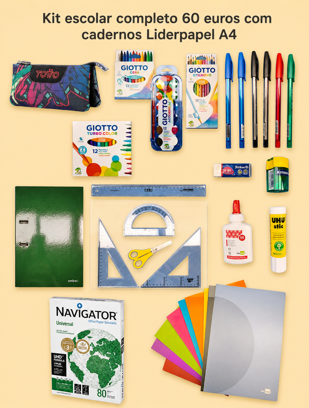 Complete School Supplies Kit | €60 | A4 Notebooks + TOTTO Pencil Case and School Supplies