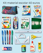 Kit Material Escolar Completo | 40Eur | Estuche TOTTO - Varios Diseños Disponibles | Giotto, Paper Mate y Navigator