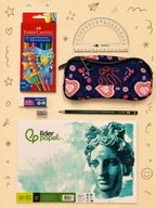 Kit Creativo "Calm and Peace – Colouring Animals" + Estuche TOTTO | Bloc de Dibujo | Lápices de Colores FABER-CASTELL | Accesorios de dibujo