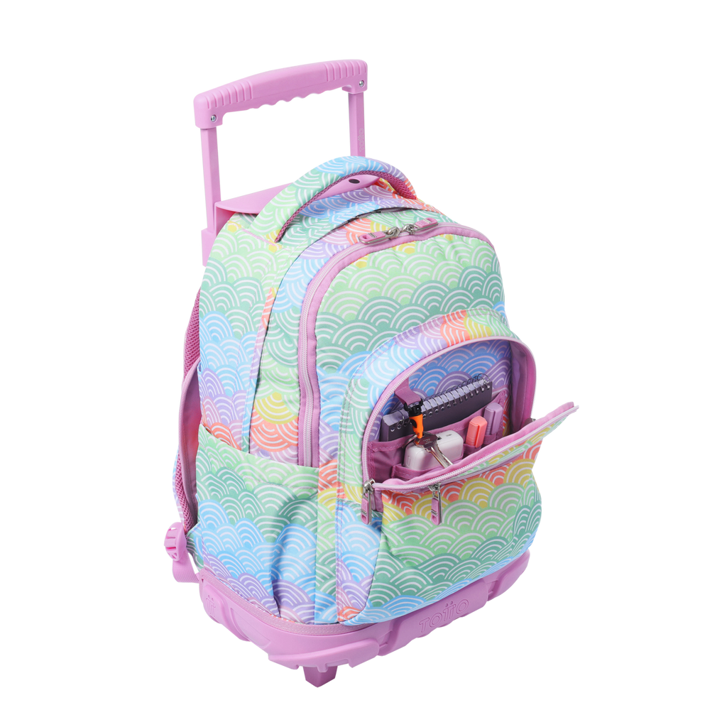 Conjunto Escolar TOTTO - Trolley Renglones 5DX + Lonchera Borrador 5DX + Estuche Sobre M1S