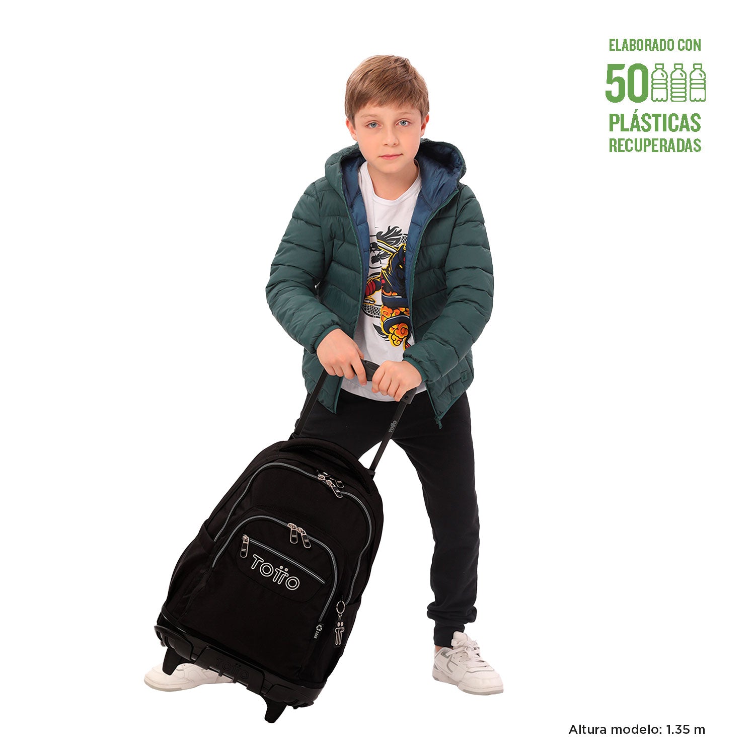 Trolley Escolar TOTTO Renglones | Mochila com Rodas para Portátil 15,4" | Vários Padrões