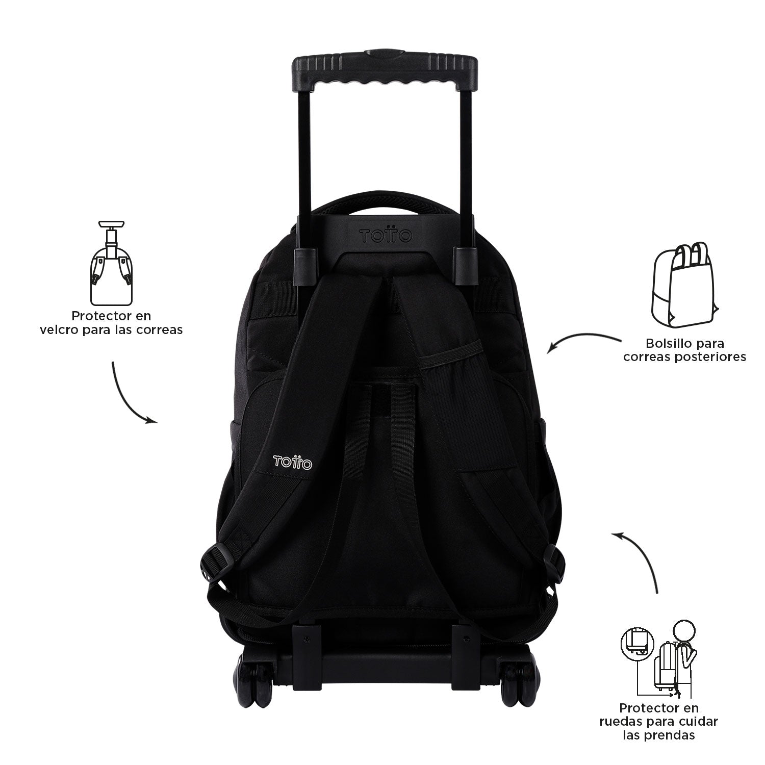 Trolley Escolar TOTTO Renglones | Mochila com Rodas para Portátil 15,4" | Vários Padrões
