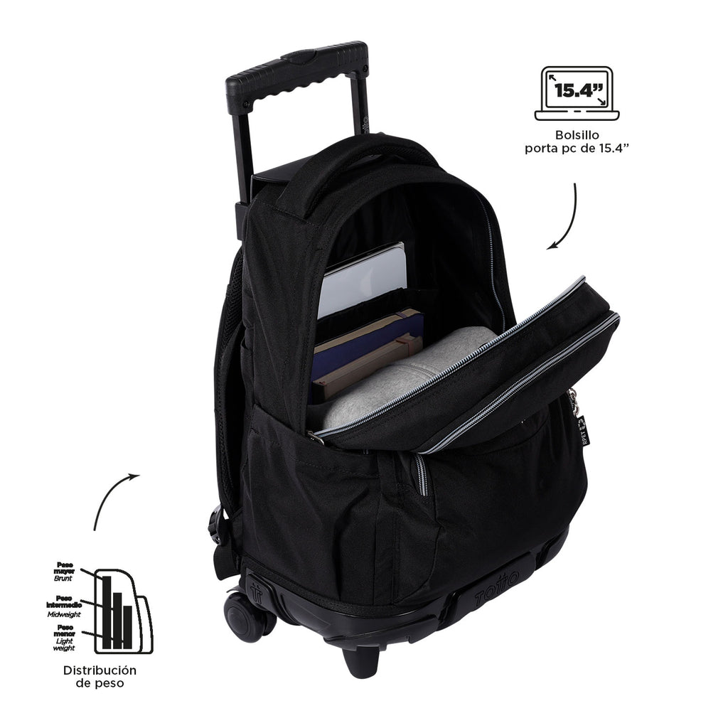 Trolley Escolar TOTTO Renglones | Mochila com Rodas para Portátil 15,4" | Vários Padrões