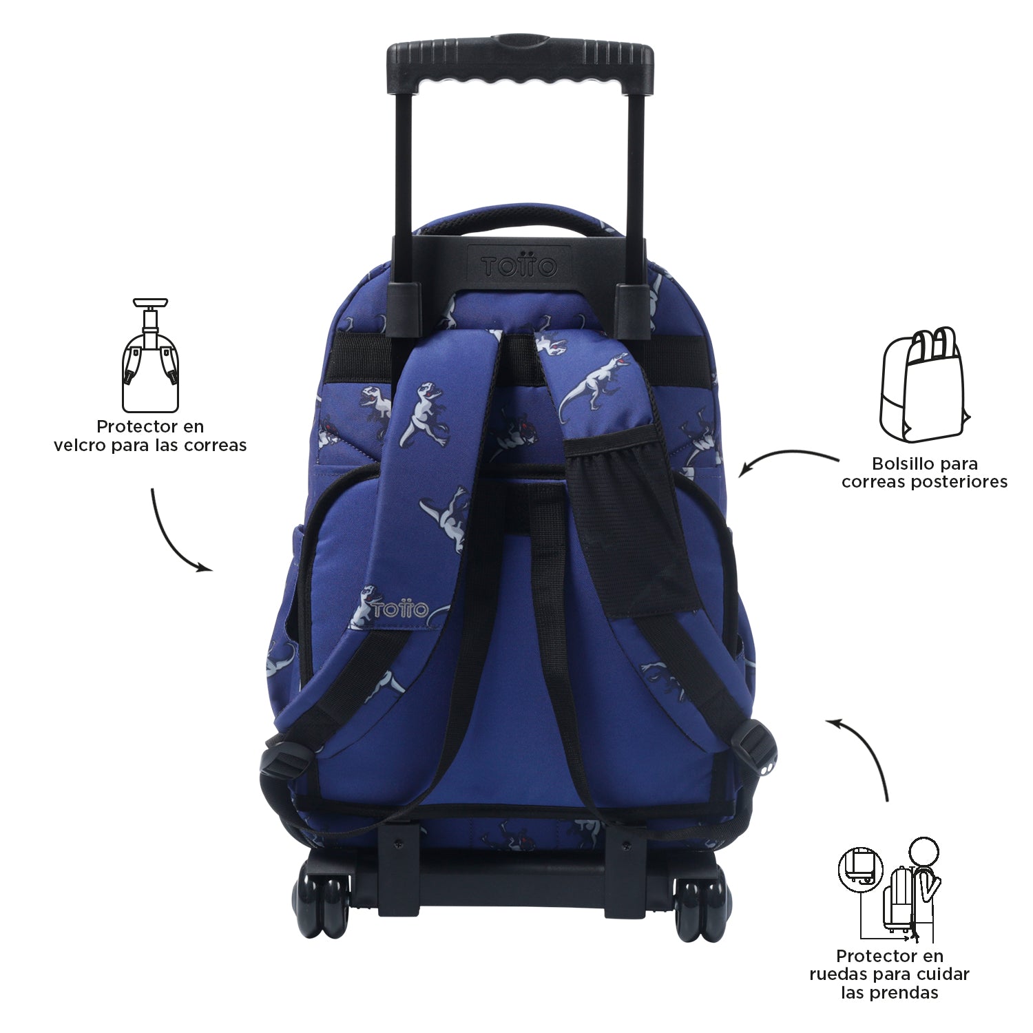 Conjunto Escolar TOTTO - Trolley Renglones + Lonchera Borrador + Estuche Tablero 9JB