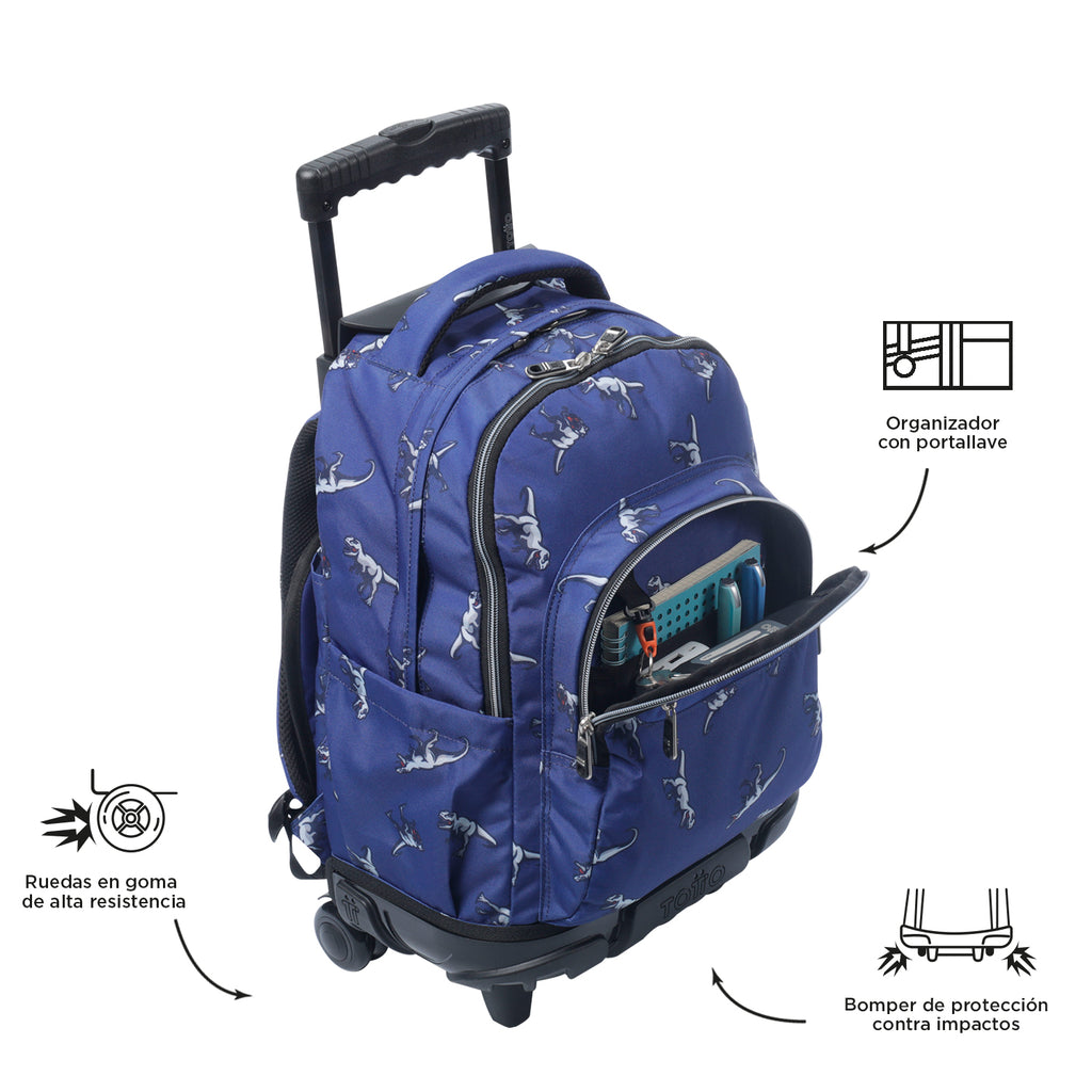 Conjunto Escolar TOTTO - Trolley Renglones + Lonchera Borrador + Estuche Tablero 9JB