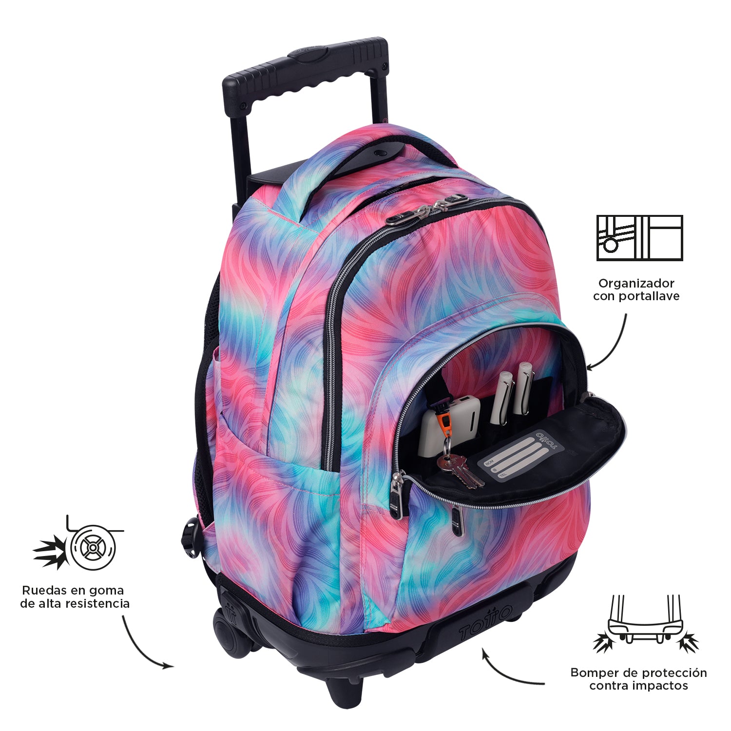Set Escolar TOTTO - Trolley Renglones + Lonchera Pizarra + Estuche Agapec 9IZ