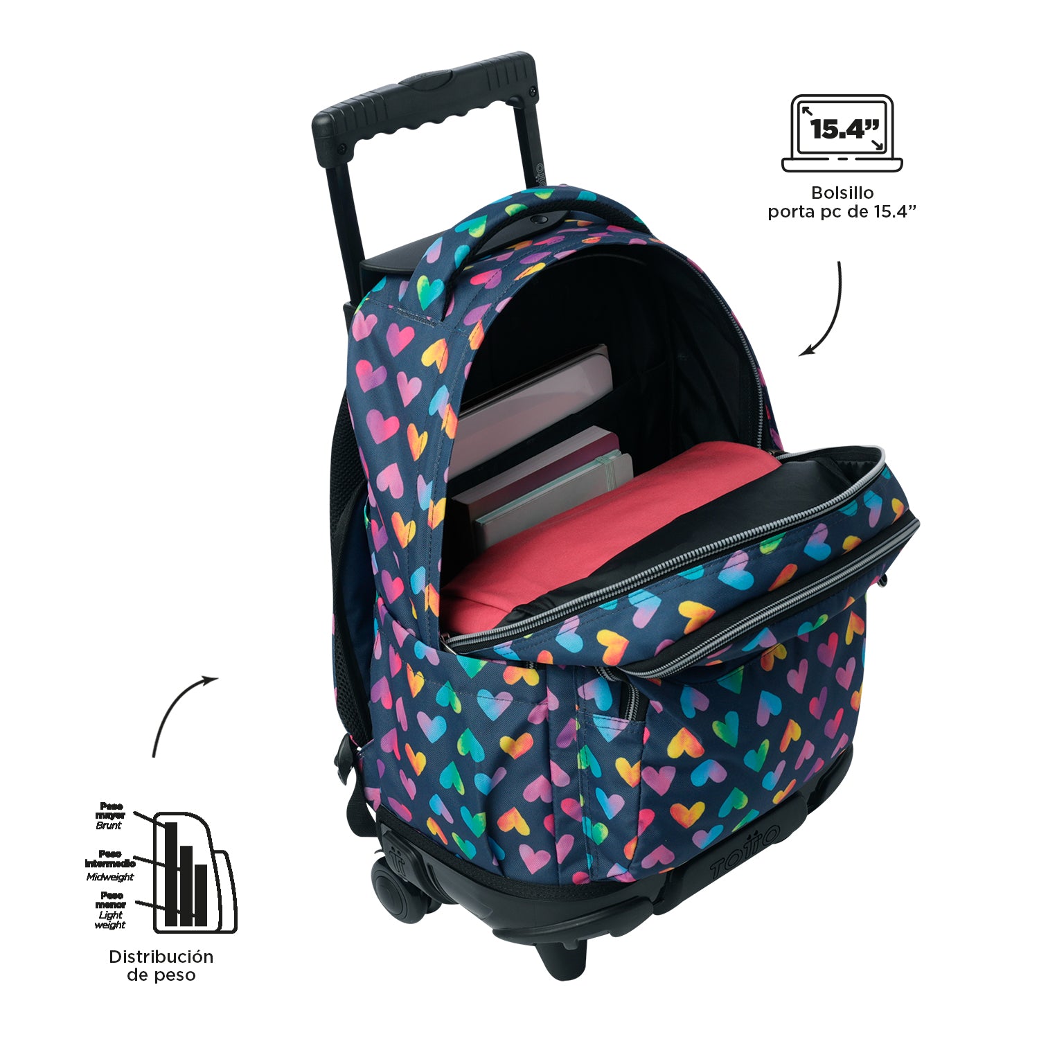 Set Escolar TOTTO - Trolley Renglones + Lonchera Pizarra + Estuche Agapec 3YJ