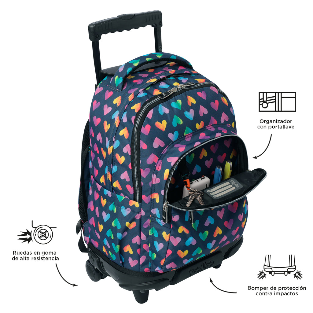 Set Escolar TOTTO - Trolley Renglones + Lonchera Pizarra + Estuche Agapec 3YJ