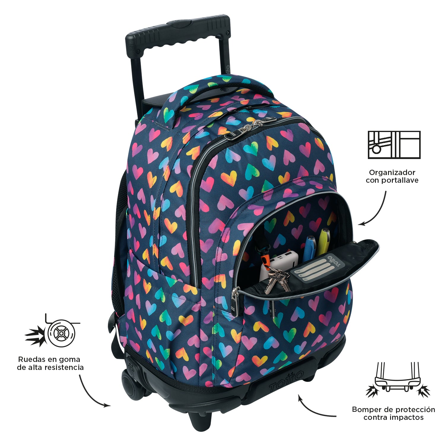 Set Escolar TOTTO - Trolley Renglones + Lonchera Pizarra + Estuche Agapec 3YJ