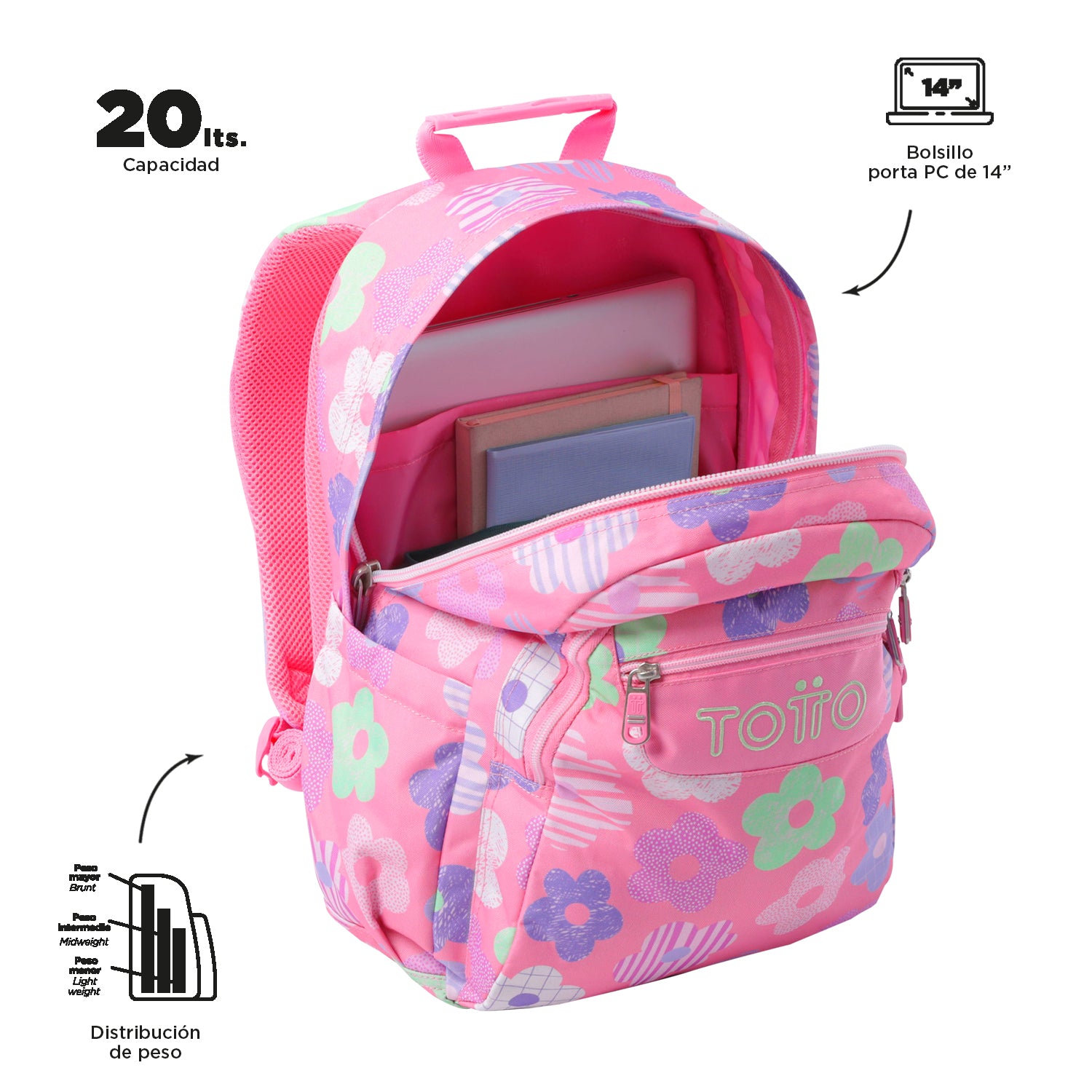 Mochila Escolar 8 a 12 anos Acuarela | TOTTO | Vários Padrões Disponíveis