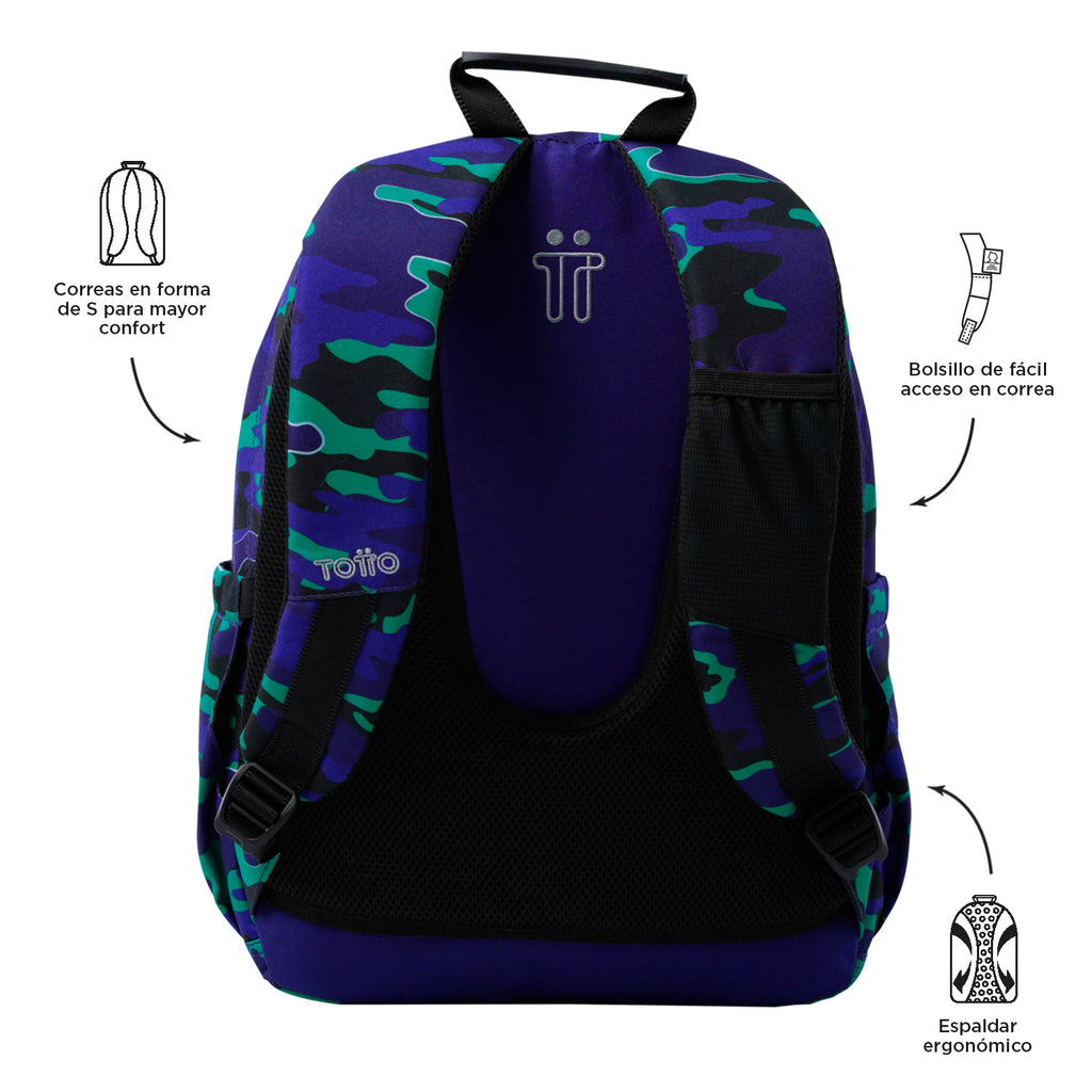 Mochila Escolar 8 a 12 anos Acuarela | TOTTO | Vários Padrões Disponíveis