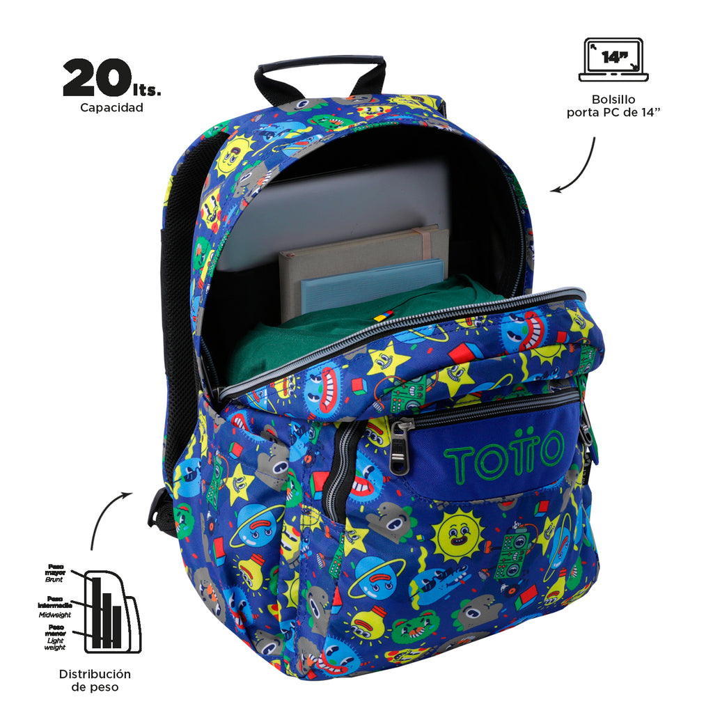 Mochila Escolar 8 a 12 anos Acuarela | TOTTO | Vários Padrões Disponíveis